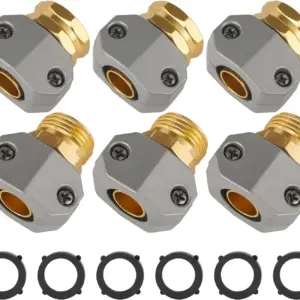 3-Pack Garden Hose Repair Kit, Aluminum Connectors for 3/4" & 5/8" Hoses, Leak-Proof Male & Female Ends