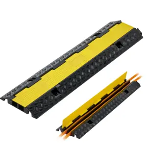 SucceBuy 22000 lbs/axle Cable Protector Ramp Rubber Cord Hose Wire Cover Traffic Speed Bump with Flip-Open Top Cover for Outdoor