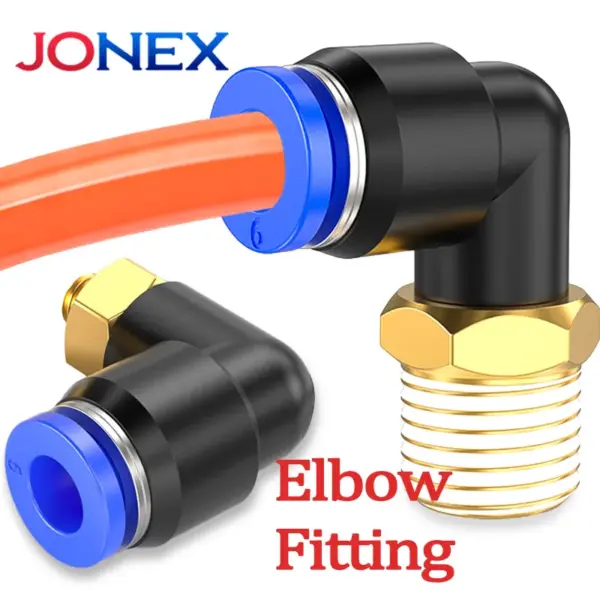 5PCS Pneumatic Elbow Fitting Connectors Push In Connection for Air Tube Hose OD 4mm 6mm 8mm 10mm 12mm M5 1/8 1/4 3/8 1/2 Thread