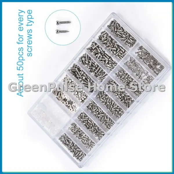 1000Pcs Stainless Steel Eyeglasses Watch Repair Screw Replacement Kit Set Tiny Screws Nut Assortment Repair Tool Kit Set-A10G