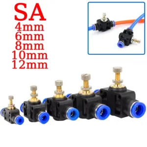 Pneumatic Airflow Regulator 4mm 6mm 8mm 10mm 12mm OD Hose Tube Gas Flow Adjust Valve Connector Fitting Air Speed Controller