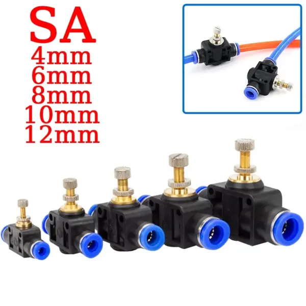Pneumatic Airflow Regulator 4mm 6mm 8mm 10mm 12mm OD Hose Tube Gas Flow Adjust Valve Connector Fitting Air Speed Controller