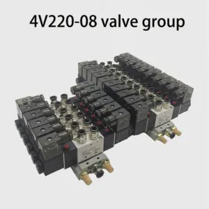 Pneumatic Valve Island Two-position Five-way 4V220-08 Double-head Double Coil Solenoid Valve Reversing Control Air Valve Group