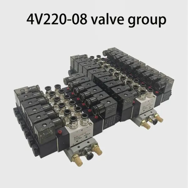 Pneumatic Valve Island Two-position Five-way 4V220-08 Double-head Double Coil Solenoid Valve Reversing Control Air Valve Group