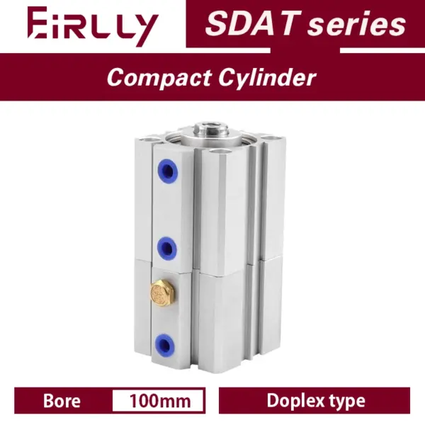 SDAT 100 series Duplex type Double acting pneumatic compact air cylinder 100 mm bore to 5 10 15 20 25 30 35 40 45 50 mm strok