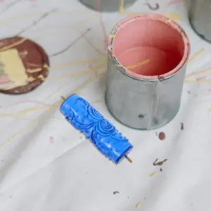 Premium Rubber Pattern Painting Roller for Wall Decoration DIY Textured Grain Wallpaper Effect Paint Roller Tool Blue