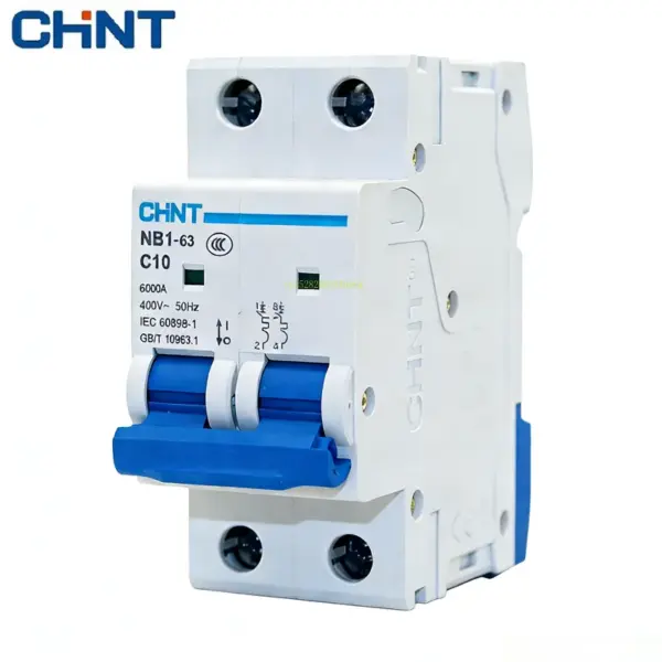 CHNT NB1-63 2P Miniature Circuit Breaker MCB 400V AC Overload Protection for Electrical Systems CE Certified Short-Circuit