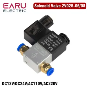 2V025-06 G1/8 2V025-08 G1/4 Normally Closed  Air Water Oil Solenoid Valve 12V 24V 110V 220V 2Port 2Ways Pneumatic Control Valve