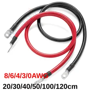 8 6 4 3 0 AWG Power Battery Cable Silicone Inverter Wire With M6 M8 M10 Lug Ring for Solar Marine Boat RV Car Motorcycle Auto
