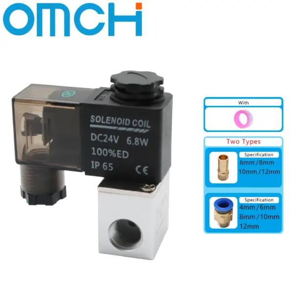 2V025-06/08 NC 1/8/1/4" Solenoid Valve DC 12V 24V Pneumatic Position Coil Alloy Internal Electric AC 110V 220V for Air Water Oil