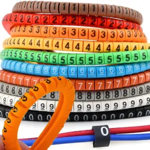 Colorful Cable Marker Lable 0-9 Numbers Insulation PVC Wire Organizer Sleeves Clips Electrical Cord Management Label Tubing