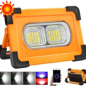 350W Rechargeable LED Solar Work Light Portable COB Flood Light Magnet Camping Lantern with Stand USB Charger 11000mAh Powerbank