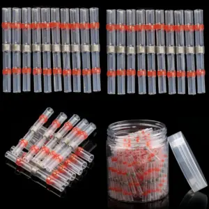 100PCS Waterproof & Insulated Heat Shrink Soldering Terminals Electrical Wire Butt Connectors Seal Solder Sleeve Red Kit