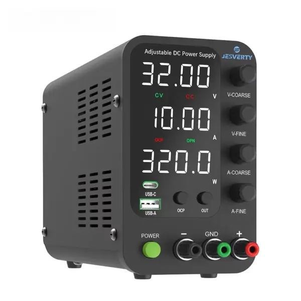 Jesverty 3010V DC Power Supply Variable,0-32V 0-10A Switching Bench Power Supply with 20W USB&Type-C Quick-Charge, Output Switch