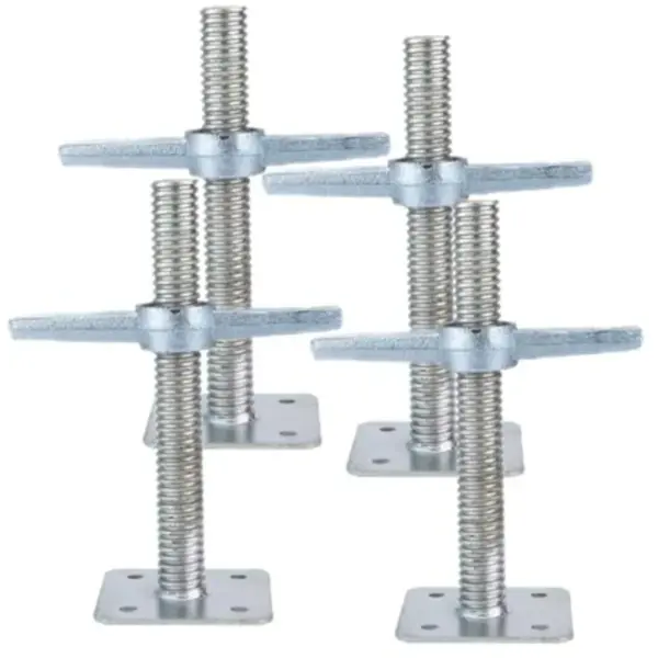 Scaffold 12" Adjustable Leveling Galvanized Screw Jack with Base Plate, 4 Pack