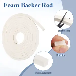 Uxcell 5Meters Silicone Foam Backer Rod Square Solid Joint Filler Foam Seal Strip for Caulk Saver Rope Caulk Cement Crack Filler