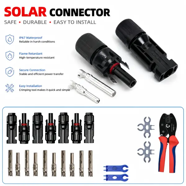 10-600Pcs MC4 Compatible Solar Panel Connector Male Female PV Plug 1000V 30A Waterproof Crimp Terminal Kit for 2.5/4/6mm² Cable