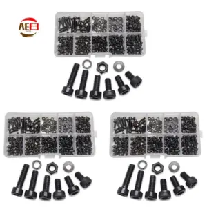 AEE3-900 Pcs Nuts Bolts Set Hex Bolts Nut And Washer Assortment Screws Bolts M3 Tool Kit With Plastic Box (Black)