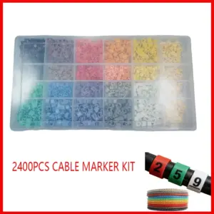 2400PCS Cable Marker Wire Labels 0-9 Colorful Network Line Cable Sleeves for 0.75/2.5mm2 Cables Wiring Identification Accessorie