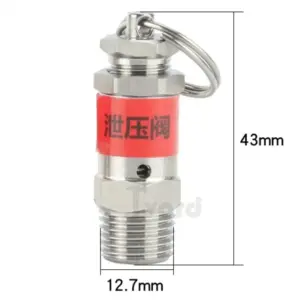 1/8" 1/4" BSPT Male Thread 0.5 1 2 3 4 5 6-10 Bar 304 Stainless Steel Safety Valve Spring Type Pressure Relief Air Release Vent