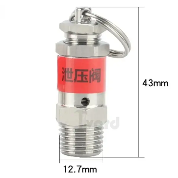 1/8" 1/4" BSPT Male Thread 0.5 1 2 3 4 5 6-10 Bar 304 Stainless Steel Safety Valve Spring Type Pressure Relief Air Release Vent