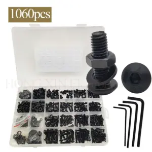 Hex Socket Screw Set Carbon Steel Flat Round Cap Head Screws Bolts and Nuts Assortment Kit 1060pcs M2 M3 M4 M5