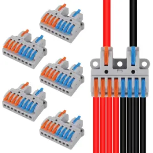10Pc 2 in 4/6/8 out Lever Wire Connector Compact DIY Quick Connect Push-in Splitter Cable Splicing Butt Terminal Block Connector
