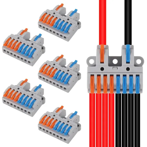 10Pc 2 in 4/6/8 out Lever Wire Connector Compact DIY Quick Connect Push-in Splitter Cable Splicing Butt Terminal Block Connector