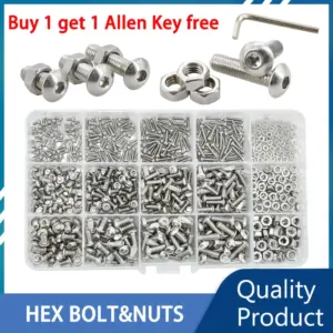 Hex Bolts and Nuts Kit Stainless Steel Hexagon Button Round Head Allen Motorcycle Fairing Bolt M2 M3 M4 M5 M6 Scooter Screw Set