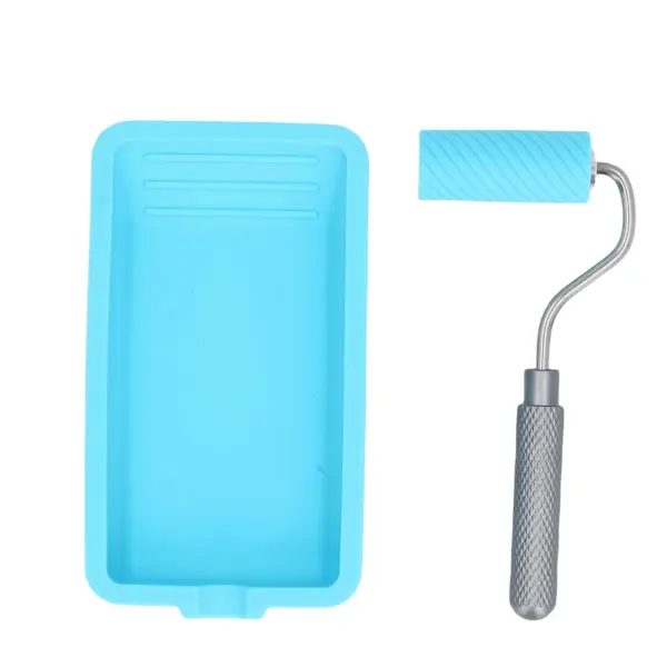 Paint Roller Tray Set Silicone Paint Roller and Tray Set Reusable Soft Adhesive Latex Roller and Tray for Woodworking Crafts