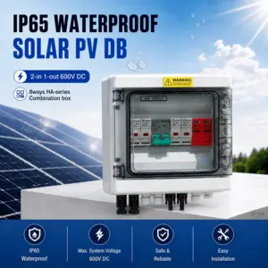 XIONGI Solar Photovoltaic PV Combiner Box With Lightning Protection 2 Input 1 Output DC 600V Fuse MCB SPD Waterproof Box IP65