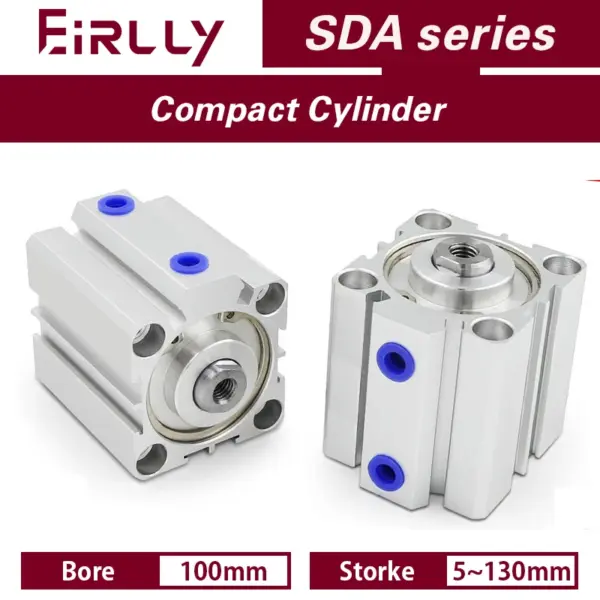 SDA100 5-100mm Stroke -S Bore  100mm Air pneumatic cylinder double acting compact cylinder female thread