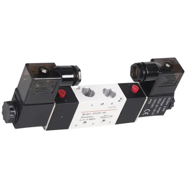 1/4'' BSP 1/4 Inch 4V220-08 5 Ways 2 Positions Pneumatic Air Solenoid Valve Double Head DC 12V 24V AC 110V 220V
