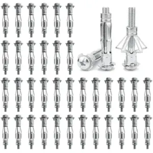 50pcs Plasterboard Expansion Screws Hollow Wall Anchor Screws M4x38mm Galvanized For Secure Drywall Fixing