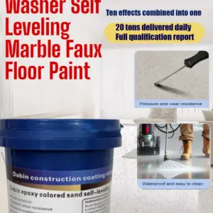 Cement Floor Paint: Epoxy Colored Sand Self-Leveling, Indoor & Outdoor Wear-Resistant Anti-Slip, Natural Marble-Like Coating