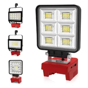 Portable LED Work Light Cordless Emergency Camping Job Site Spotlight 6000K Rechargeable Fish Floodlight for Milwaukee Battery