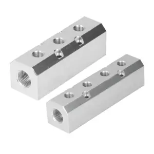 Air Distribution Block Air Manifold Large  Aluminium Pneumatic Block 40x40mm G1/2 Inlet G1/4 Outlet Pneumatic Manifold