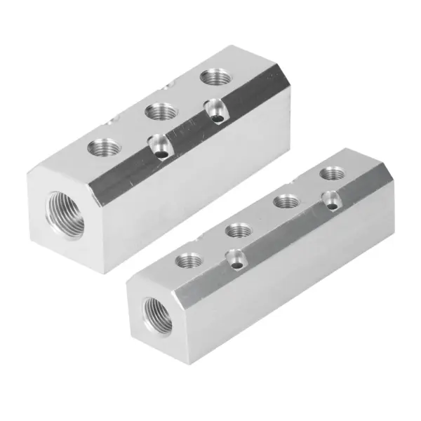 Air Distribution Block Air Manifold Large  Aluminium Pneumatic Block 40x40mm G1/2 Inlet G1/4 Outlet Pneumatic Manifold