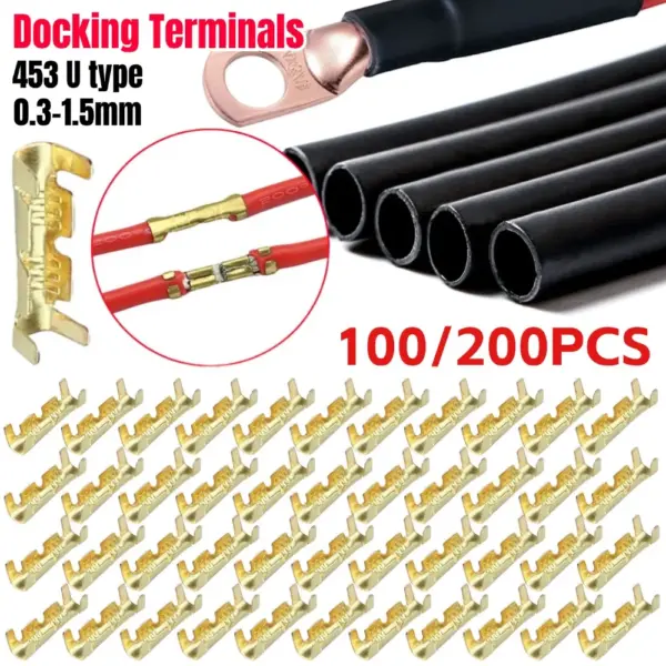 100/200Pcs Docking Terminals Push Button Quick Connect Terminals U Type 0.3 to 1.5 Mm2 Connectors Dual Connector Terminals