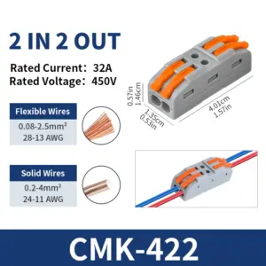JINH 10/50 Pcs CMK422 Quick Splice Multiplex Butt Wire Connectors Push-in Cable Terminals 28-11AWG for Electrical Wiring