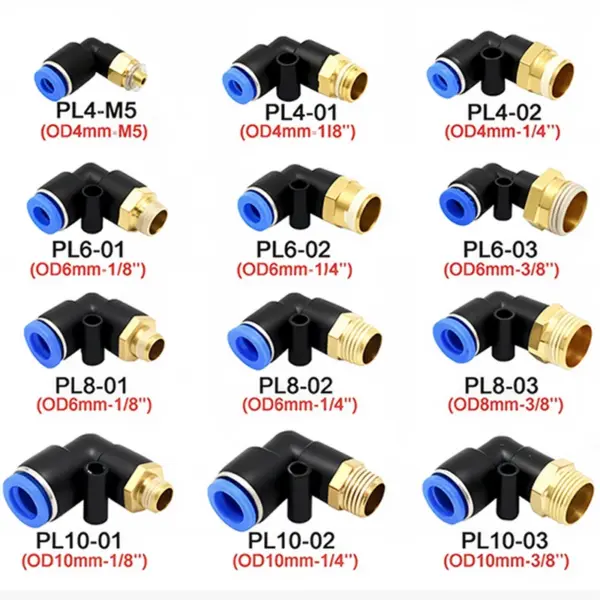 20/50/100PCS Pneumatic Elbow Joint 4-12mm Hose OD 1/8" 1/4" 3/8" 1/2" External Thread Air Push Type PL Fittings Parts Universal