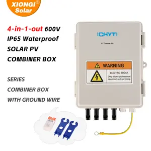 Solar photovoltaic PV Combiner Box With Ground Wire 4 input 1 out DC 600V Fuse MCB SPD Waterproof Box IP65 Wholesale
