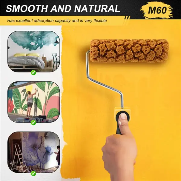 2025 Trend M60 Seaweed Sponge Roller Brush Imitation Seaweed Sponge Roller Pattern Liquid Wallpaper Paint Texture Tool
