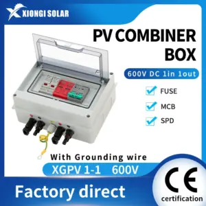 XIONGISOLAR High-quality 600V PV Combiner Box 1-In-1-Out DC with Fuse MCB SPD for Solar Panel Photovoltaic Protection Box