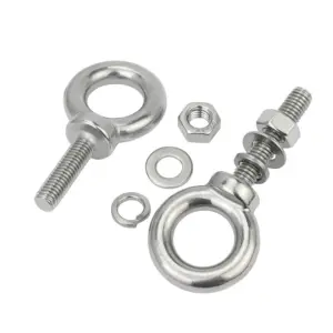 M3 M4 M5 M6 M8 304 SS Eye Bolt with Nut and Washer Set / Corrosion Resistant Lifting Ring Bolts Complete Fastener Kit