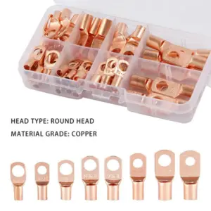 60pcs/box Electrical Wire Ring Connectors Assorted Car Copper Tube Lug Battery Starter Cable Welding Crimp Terminals Kit