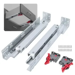 Undermount Soft Close Drawer Slides Hidden Bottom Mount Full Extension Cabinet Rails with Rear mounting Bracket and Locking Dev
