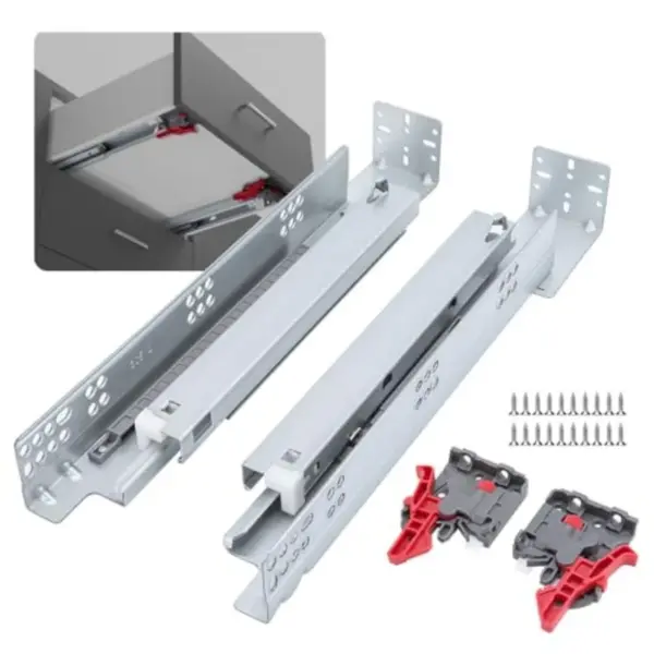 Undermount Soft Close Drawer Slides Hidden Bottom Mount Full Extension Cabinet Rails with Rear mounting Bracket and Locking Dev