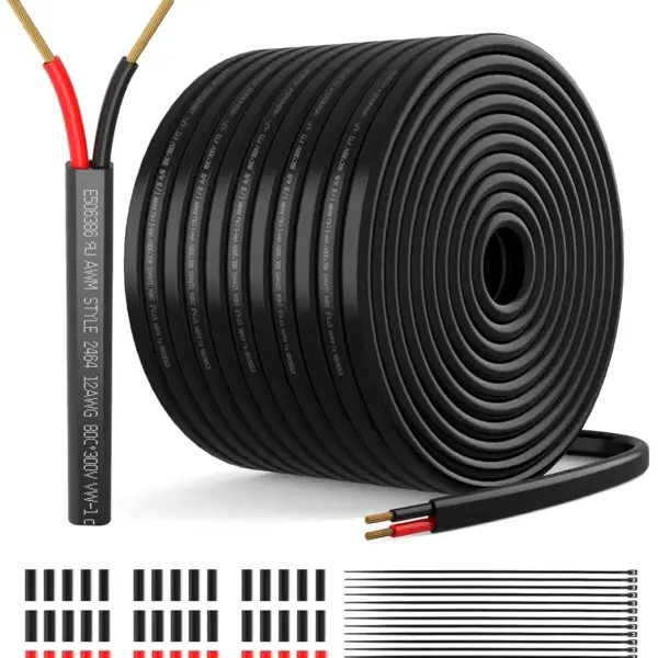18 Gauge 2 Conductor Electrical Wire, 18AWG Low Voltage Tinned Copper Cable 100FT for Outdoor Direct Burial, Automotive Marine