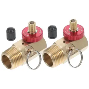 2Pcs Brass Air Tank Manifold Safety Valve Fill Port Relief Bypass 12x14 Npt Hose Valve for Air Compressor Portable Tank Pressure